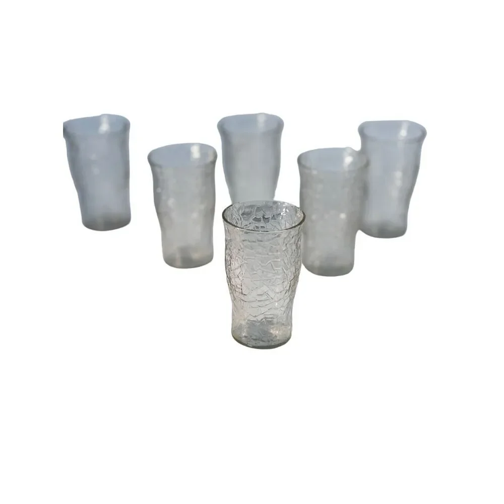 6 crackled glass mini glasses